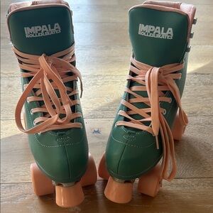 Impala Green and Peach Roller Skates size 8
